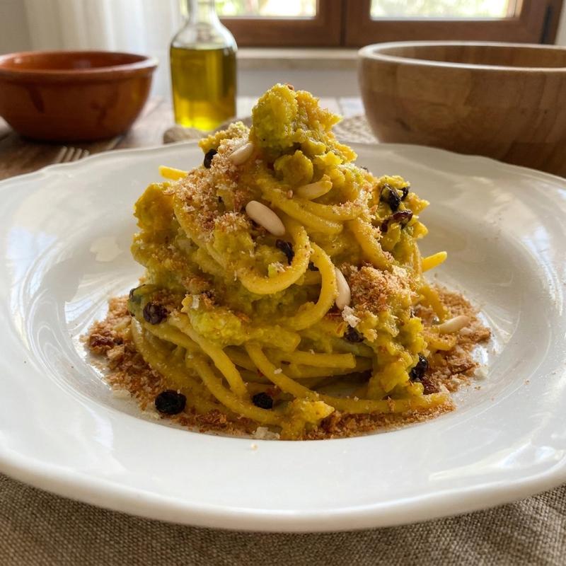 pasta chi vruoccoli arriminati  also pasta coi broccoli in tegame