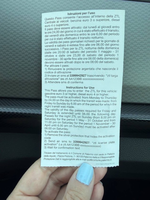 ZTL pass back, instructions
